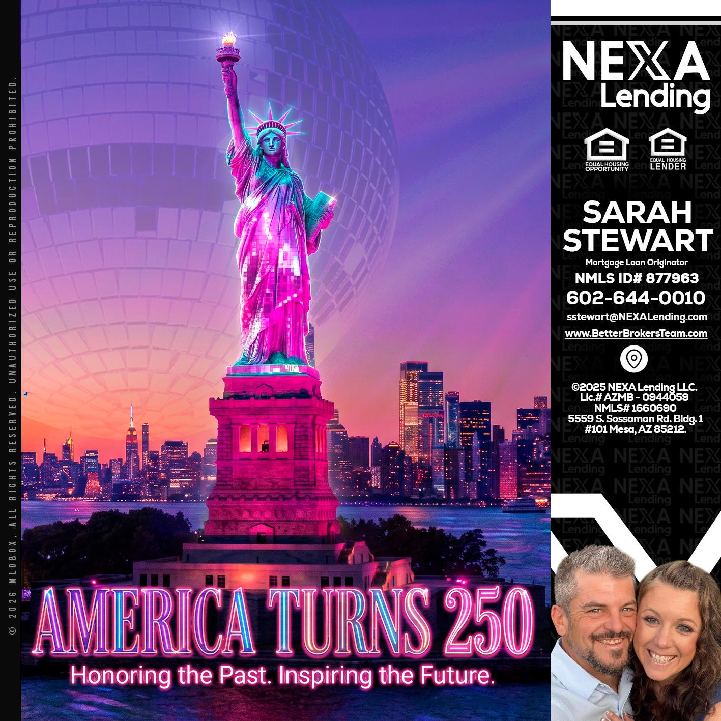 AMERICA TURNS 250 - Sarah Stewart -Mortgage Loan Originator