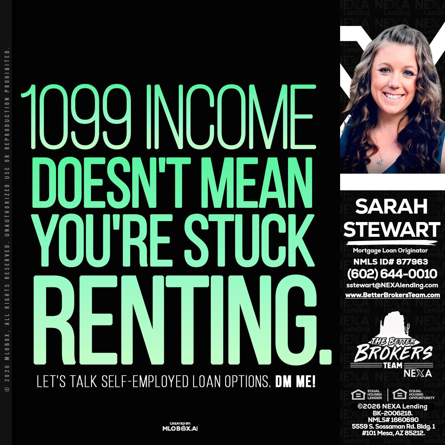 1099 income - Sarah Stewart -Mortgage Loan Originator