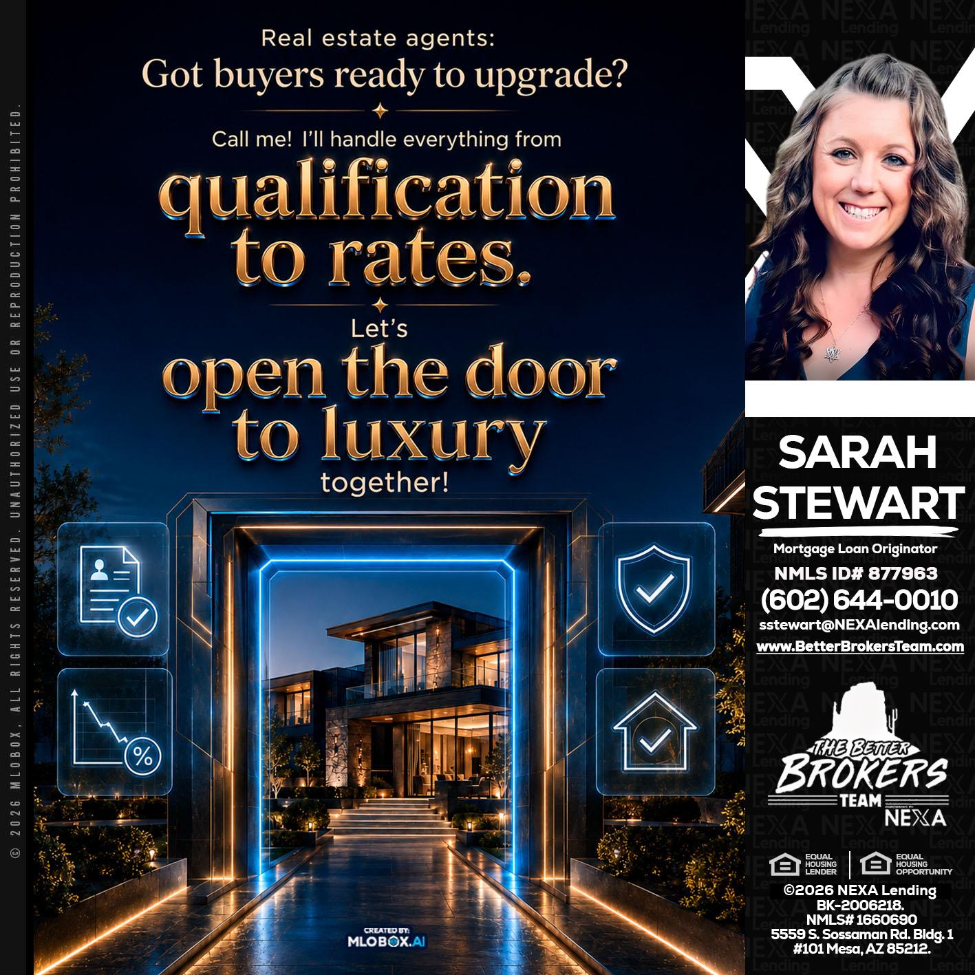 QUALIFICATION TO RATES - Sarah Stewart -Mortgage Loan Originator
