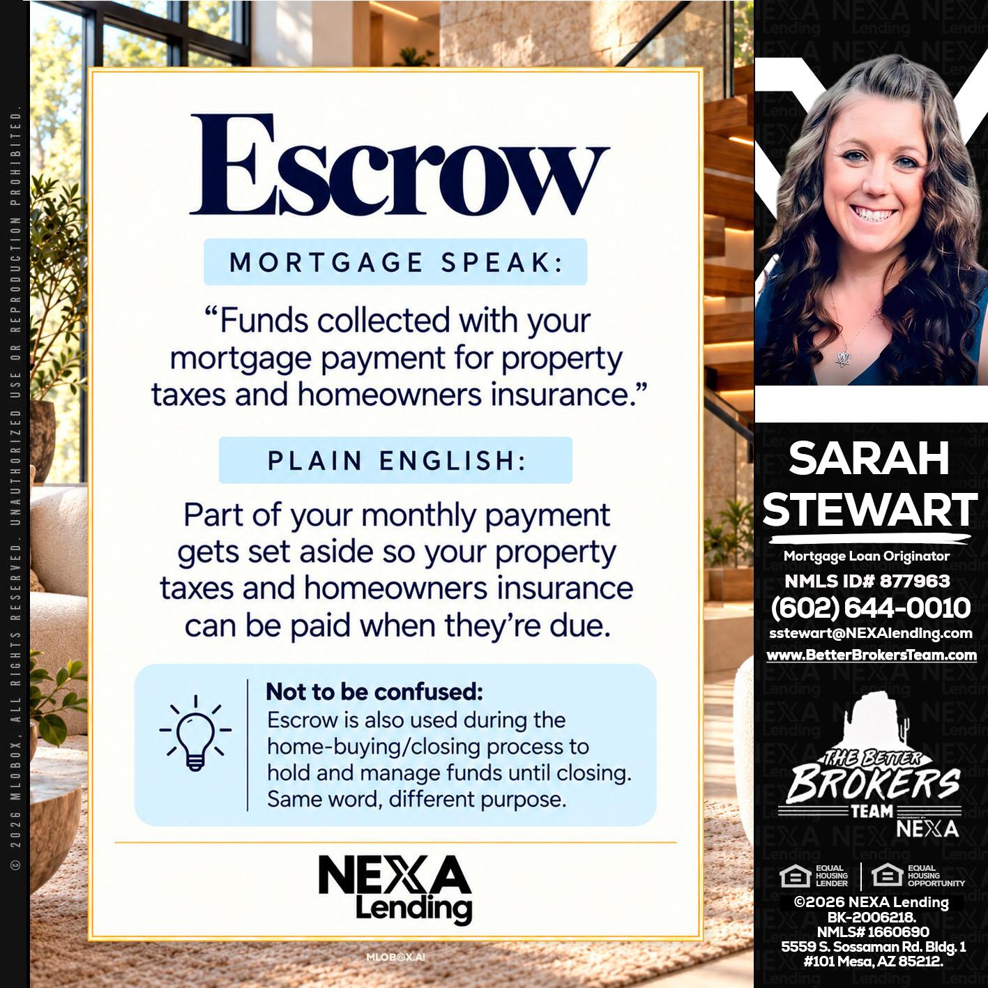 ESCROW - Sarah Stewart -Mortgage Loan Originator