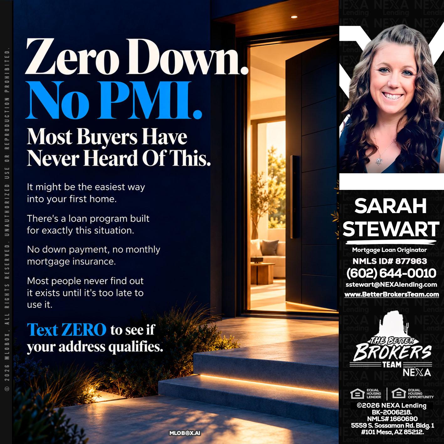 zero down - Sarah Stewart -Mortgage Loan Originator