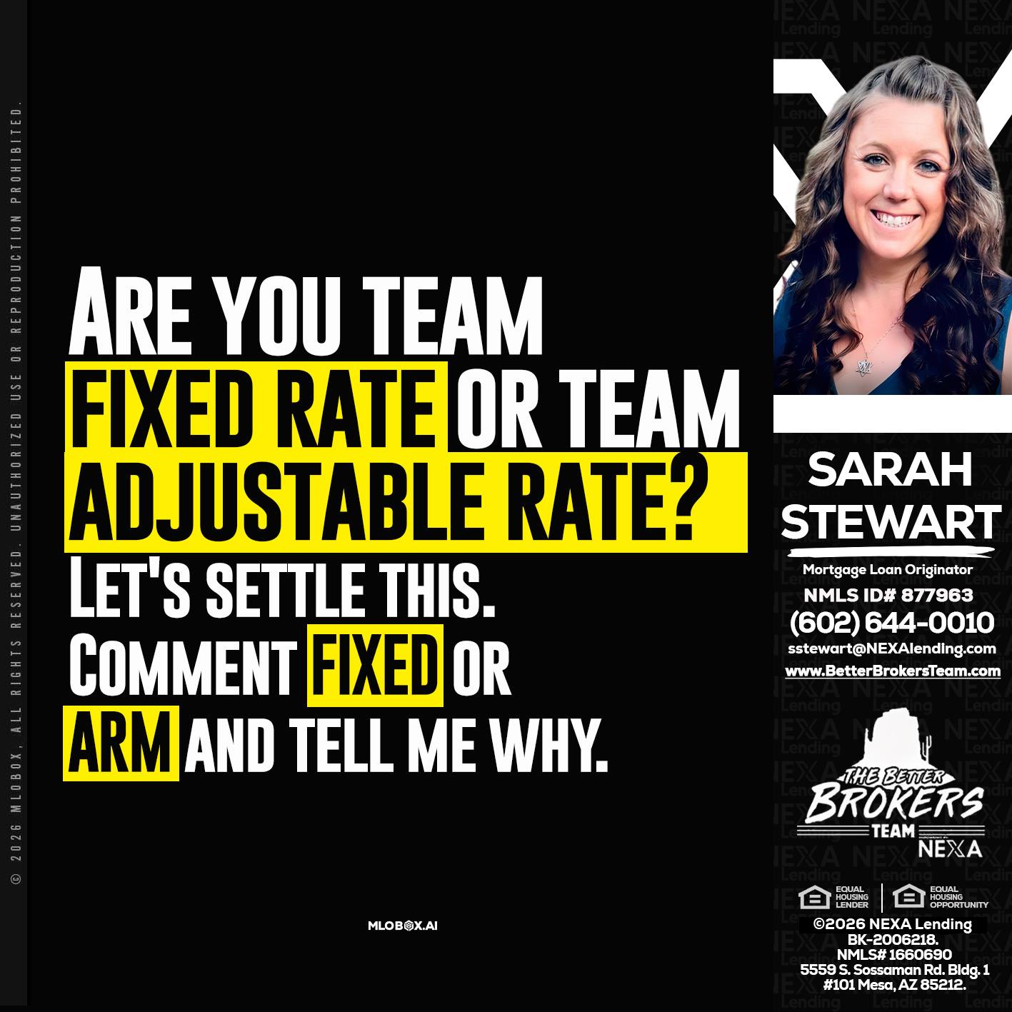 ARE YOU TEAM - Sarah Stewart -Mortgage Loan Originator